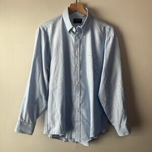 The Natural Mostly Cotton Men's Long Sleeve Button Dress Shirt Blue Size 16.5